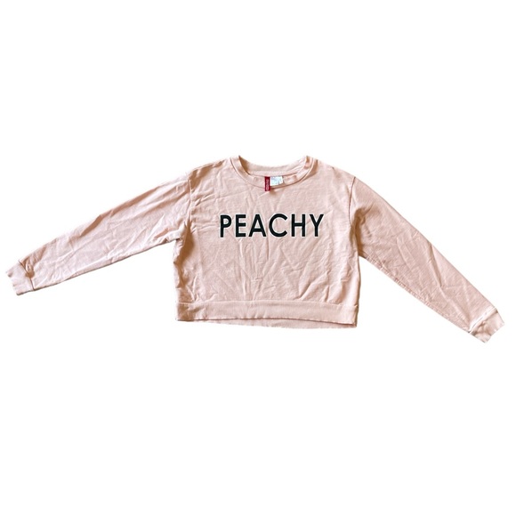 Peachy H&M Divided Cropped Graphic Crewneck Sweatshirt Sweater Size Small - Picture 1 of 4